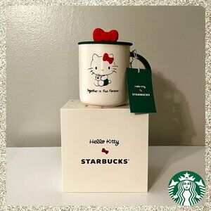 ✨🎀 NWT/NIB 2025 Starbucks x Hello Kitty 16oz Ceramic Mug w/ Silicone Lid